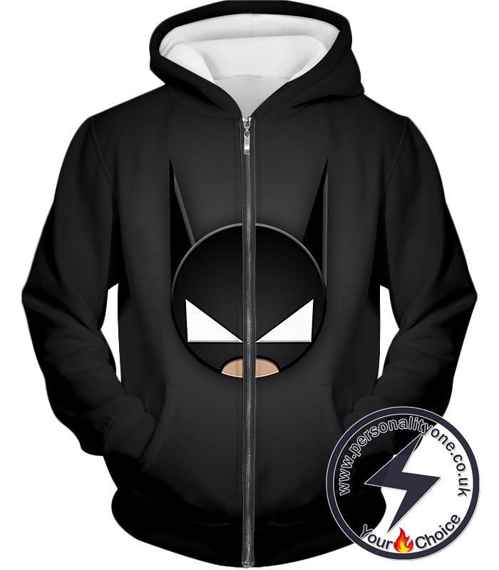 Funny Batman Animated Mask Cool Black Zip Up Hoodie